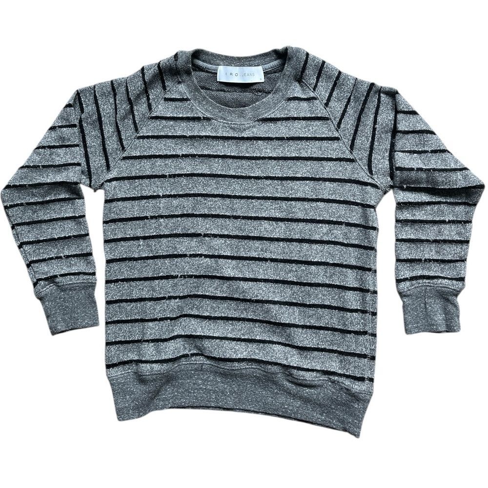 IRO Heathered Gray Striped Sweatshirt Size Small Elevated Casual